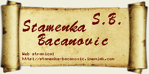 Stamenka Bacanović vizit kartica